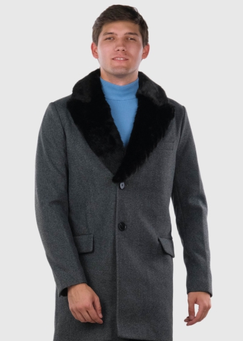 Onofrio dark grey mens coat with faux fur