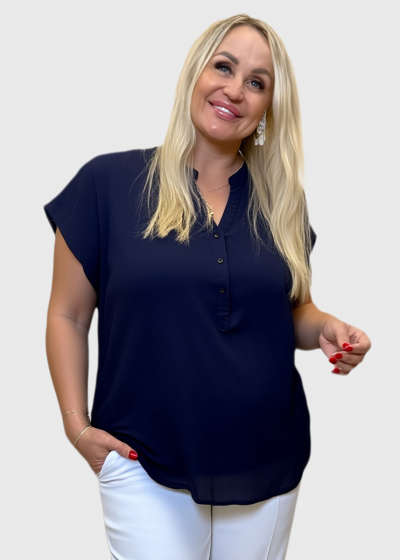 Kasia Lielo izmēru tumši zila blūze ar pogām