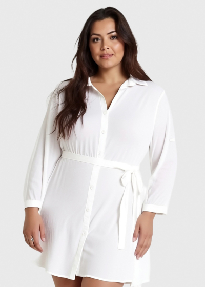 Kerry Plus Size white tie waist tunic