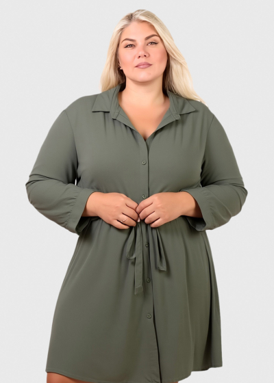 Kerry Plus Size khaki tie waist tunic