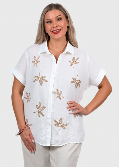 Keiko Plus Size white blouse with print
