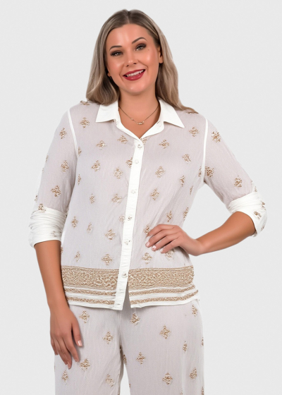Katla white womens suit with print