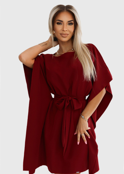 Agata bordo evening dress with belt