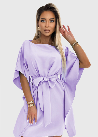 Agata light purple evening dress with belt