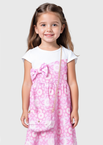 Kamila pink dress with bag