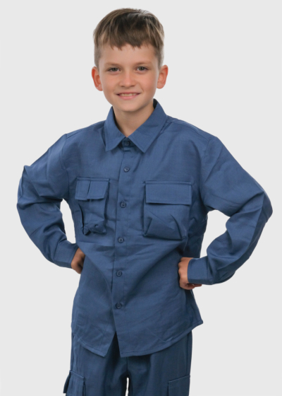 Chad blue suit with patch pockets