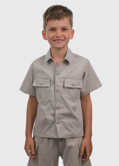 Chagai beige suit with patch pockets