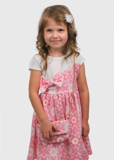 Kamila pink dress with bag