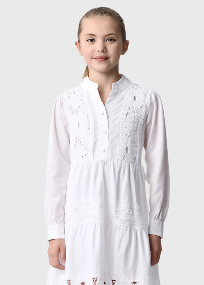 Korra white dress with lace inserts