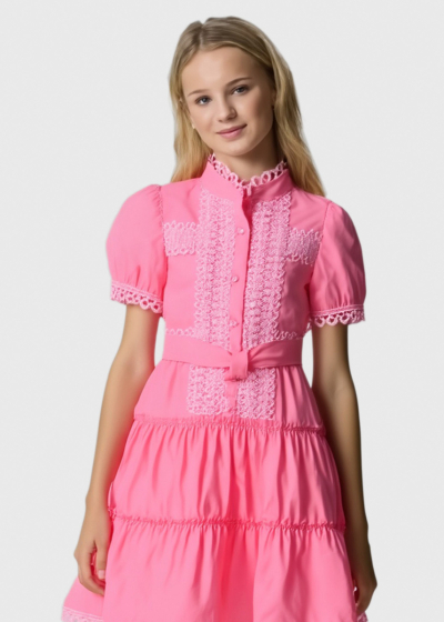 Kantana pink dress with lace inserts