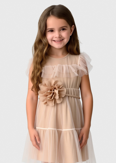 Katinka beige belted dress
