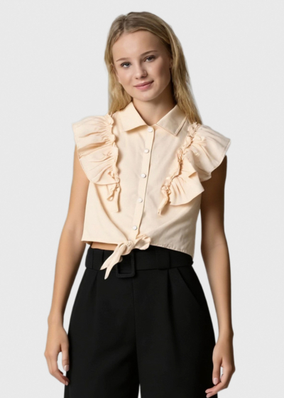 Lumina beige blouse with frill details