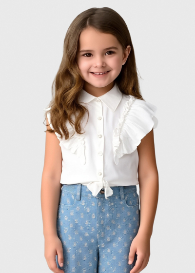 Lumina balta blūze ar volānu 