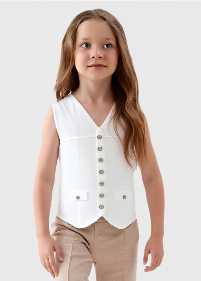 Lada white vest with buttons