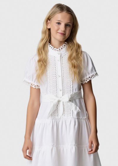 Kantana balta kleita ar mežģīņu detaļām