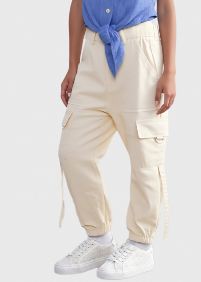 Vetalina beige joggers with patch pockets