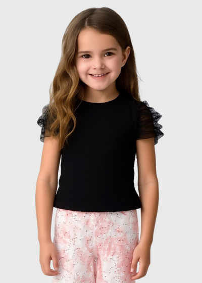 Kandy melna blūze ar īsām piedurknēm