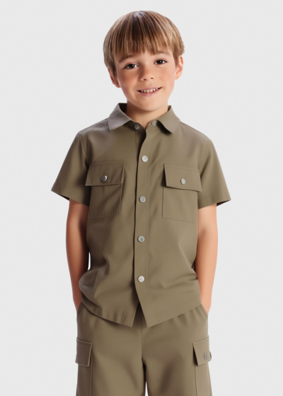 Chagai khaki suit with patch pockets