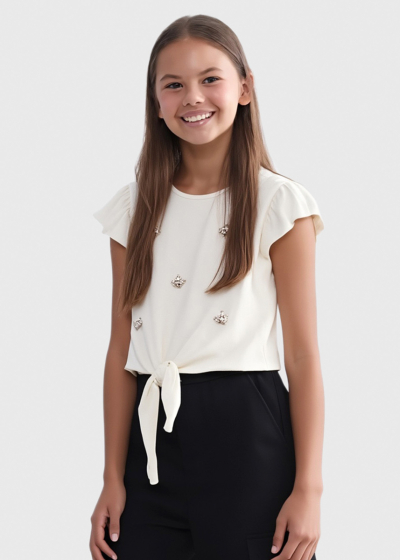 Sadie beige blouse with ties