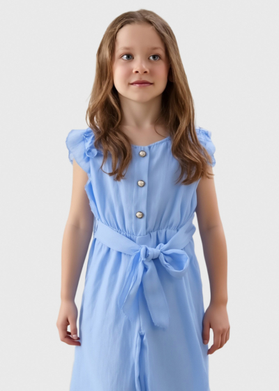 Stasis light blue belted jumpsuit