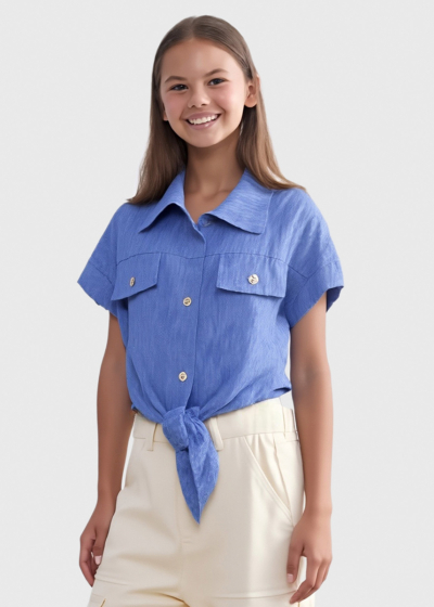 Citlali blue buttoned blouse