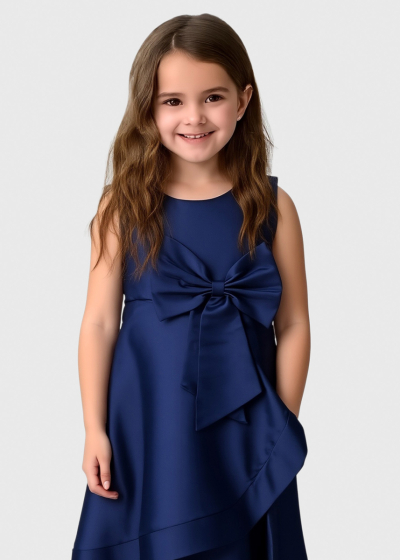 Zalina blue dress with bow