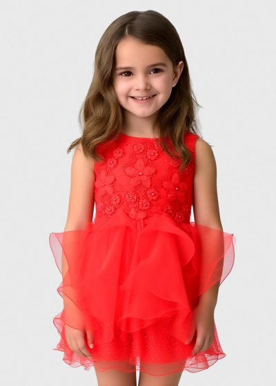 Kristína red dress with embellished upper