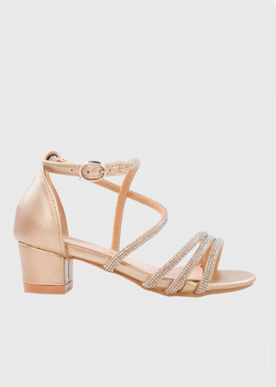 Zamira gold thick heeled shoes