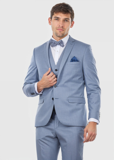 Terry Slim Fit light blue men's woolen suit