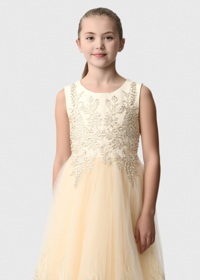 Kitо yellow dress with embellished upper