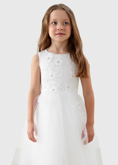 Keito white dress with embellished upper