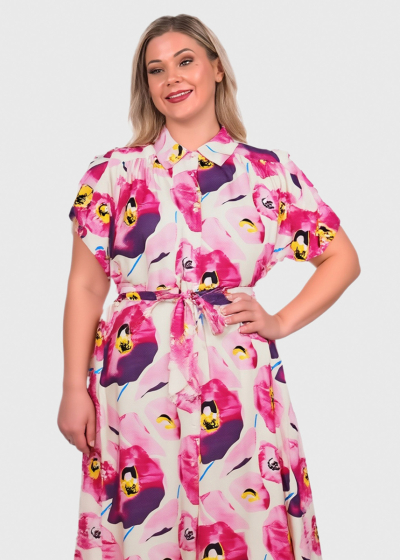 Yoshiko pink long printed dress