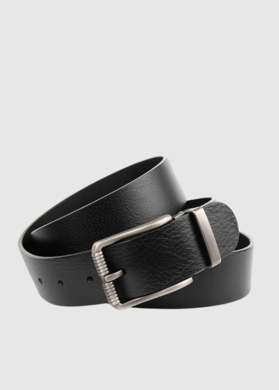 Black leather men's belt