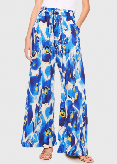 Yasmina blue wide leg printed pants