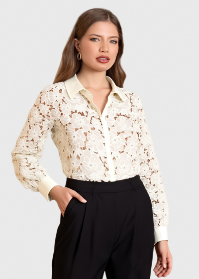 Victoria бежевая кружевная блузка