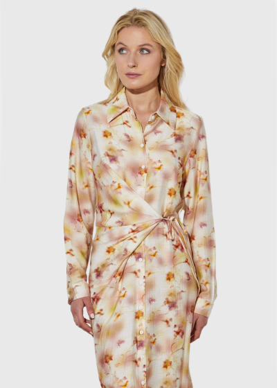 Velta long printed dress with buttons