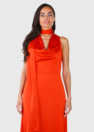 Zeyna red zipped evening dress
