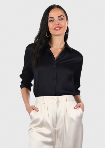 Vienna черная блузка с длинными рукавами