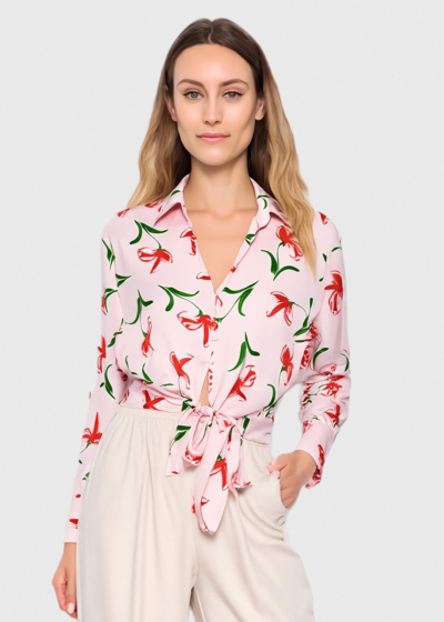 Vero розовая блузка с принтом