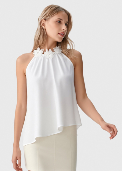 Trianna white top with asymmetric hem