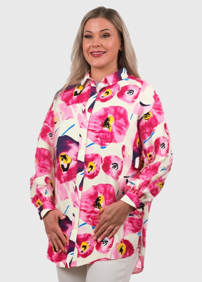 Yasmina rozā blūze ar ziedu rakstu 