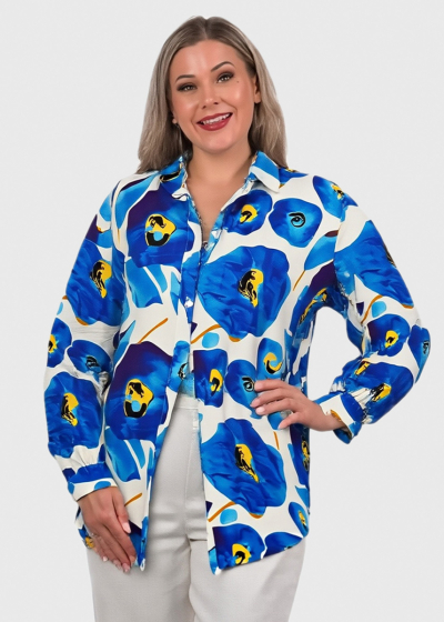 Yasmina синяя блузка с цветочным принтом