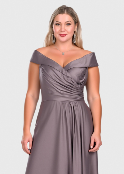 Tarie purple long evening dress