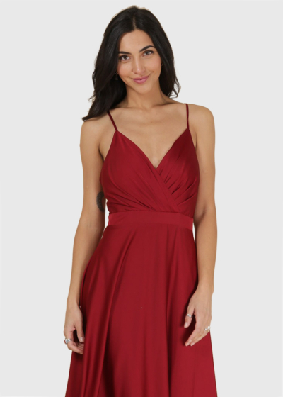 Ardina red backless evening dress