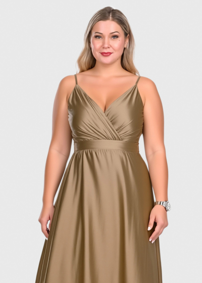 Ardina gold backless evening dress