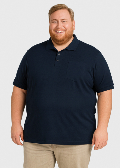 Rocco Plus Size dark blue men's Polo Shirt with pocket