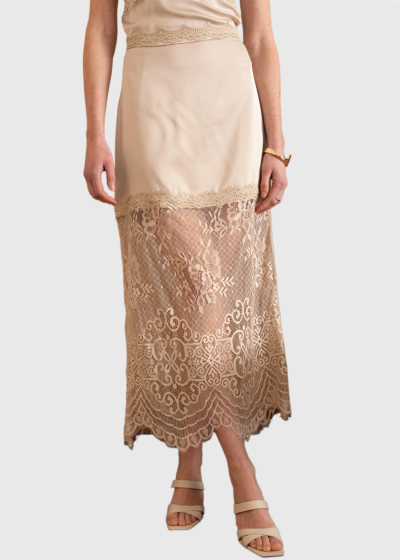 Timea beige long lace skirt 