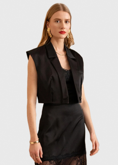 Timea black  buttoned vest