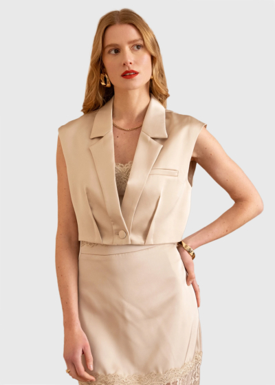 Timea beige buttoned vest