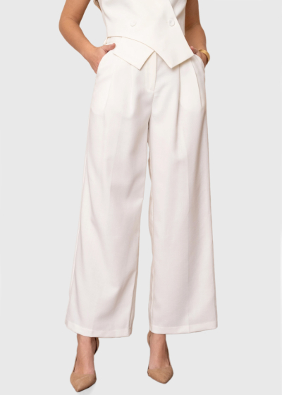 Ebru white women's wide leg pants